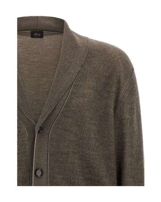 Brioni Green Long-Sleeve Open-Front Cardigan for men
