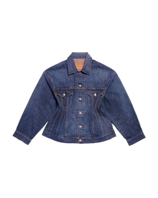 Balenciaga Blue Collared Button-Up Denim Jacket