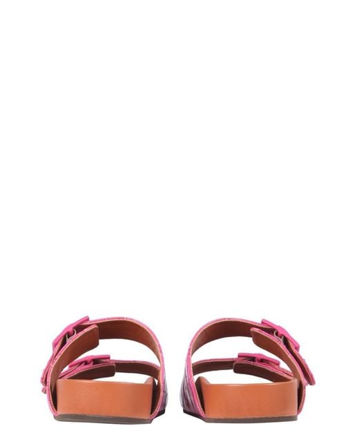 L'Autre Chose Pink Buckle Embossed Sandals