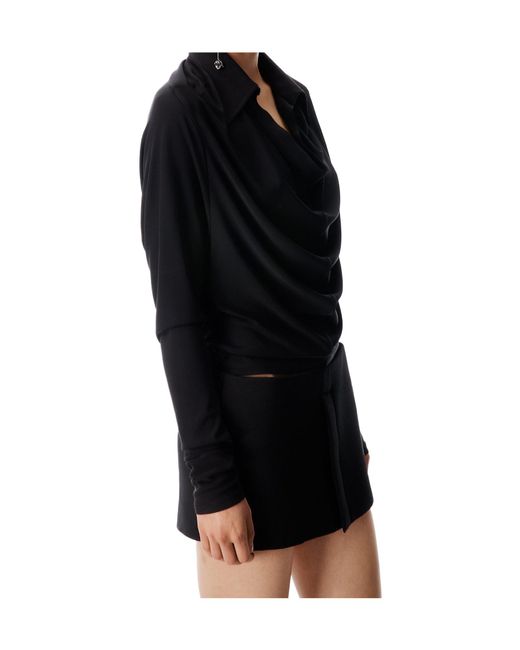 Alexander Wang Black Cowl Placket Top