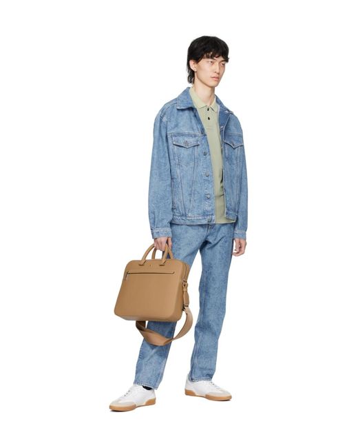 Boss Blue Long Sleeved Button-Down Denim Jacket for men