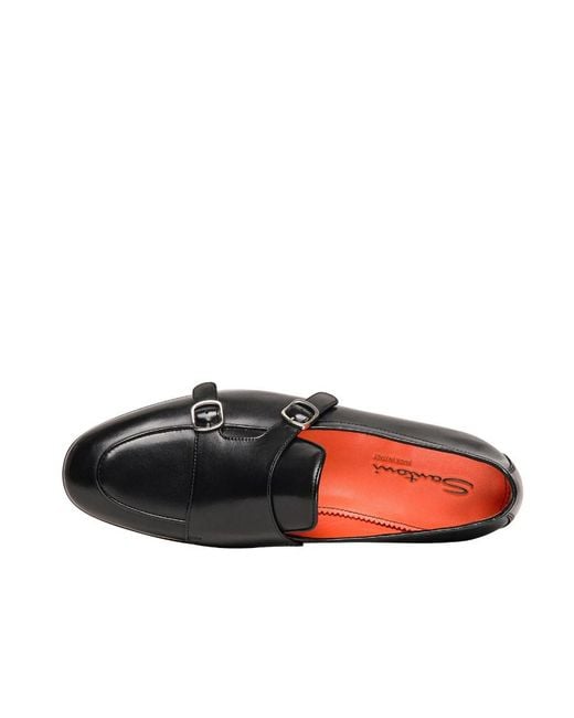 Santoni Black Double Monk Strap Shoes for men
