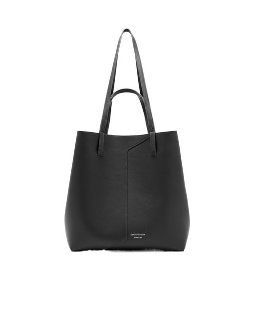 Emporio Armani Black 1981 Leather Shopper Bag