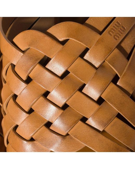 Miu Miu Brown Leather Slides