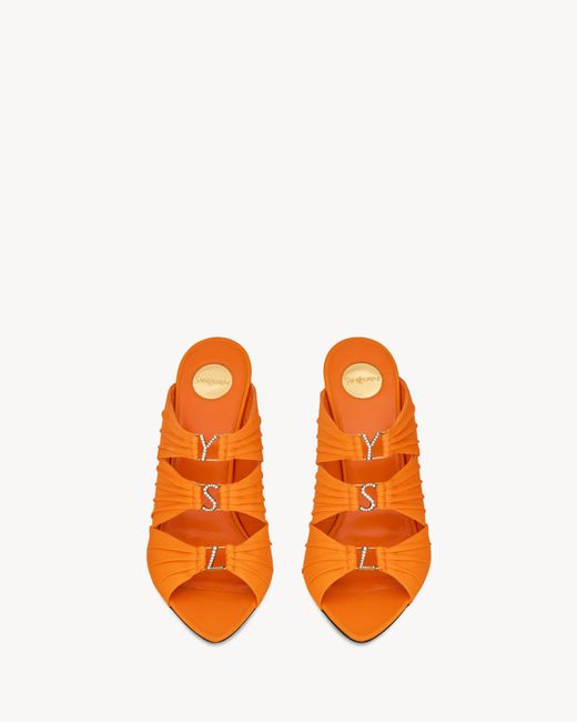 Saint Laurent Orange Emilie Logo Embellished Mules