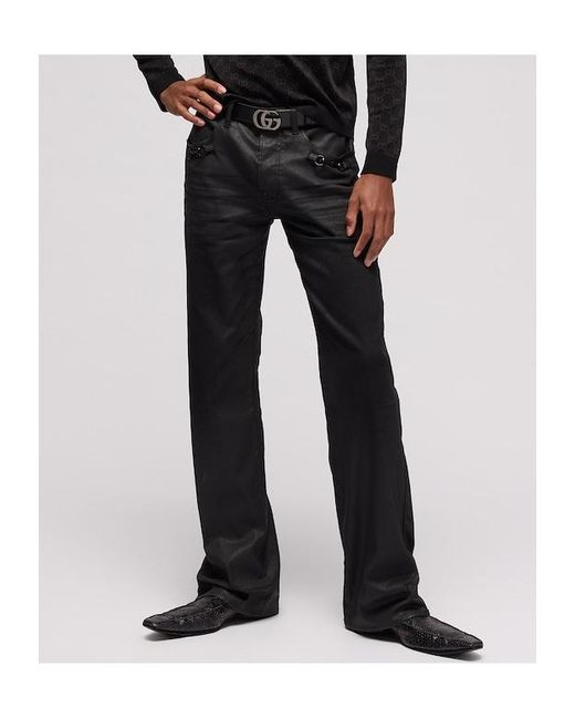 Gucci Black Flared Coated Cotton Twill Denim Pants for men