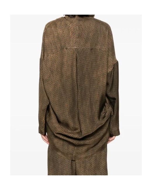 Uma Wang Brown Geometric Pattern Top