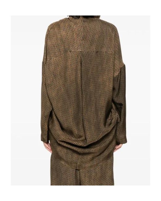Uma Wang Brown Geometric Pattern Top