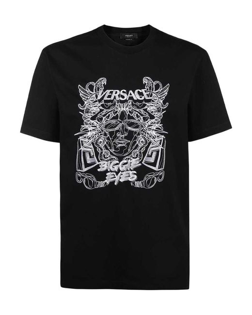 Versace Black Medusa Head-Print T-Shirt for men