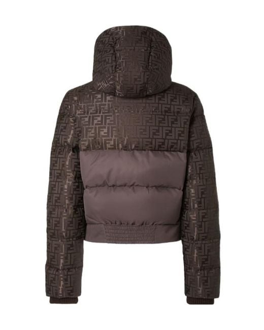 Fendi Brown Ff Jacquard Hooded Padded Jacket
