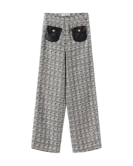 Marissa Chiara Gray Plaid Casual Pants