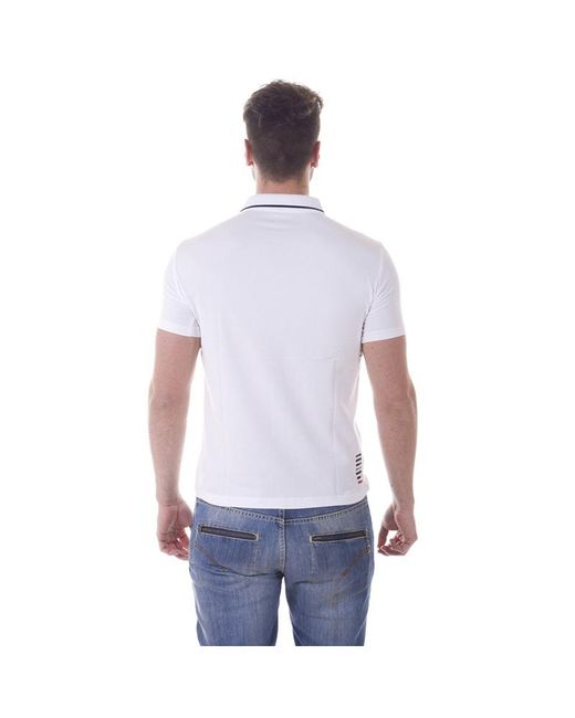 EA7 White Logo Printed Polo Shirt for men