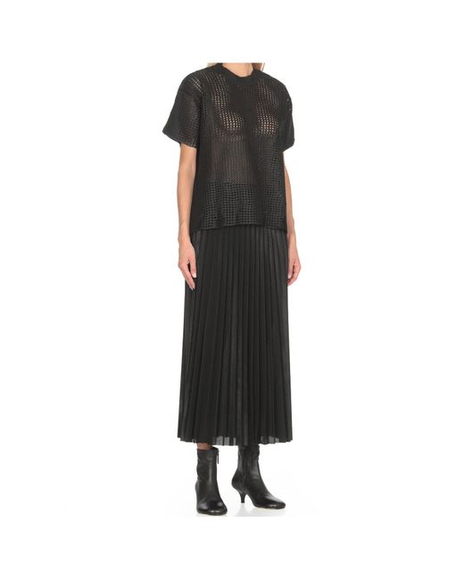Junya Watanabe Black Open-Knit Short Sleeved T-Shirt