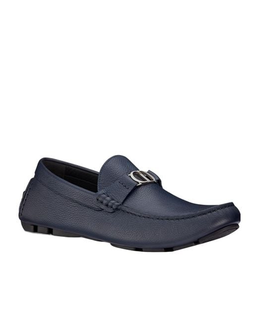 Dior Blue Homme Logo Plaque Loafers for men