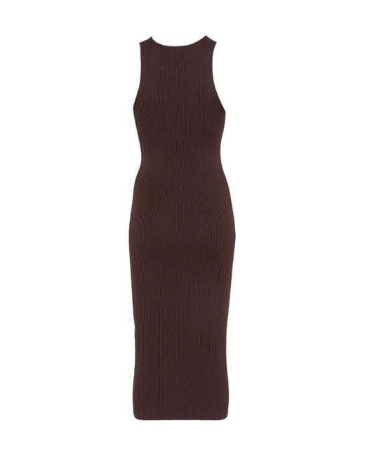 Iceberg Brown Lace-Up Ribbed-Knit Dress