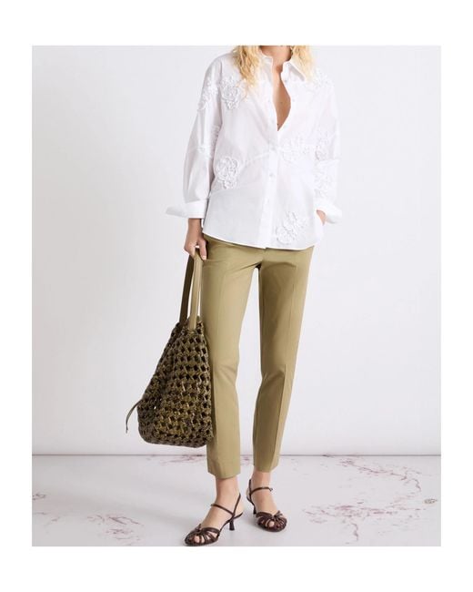 Marella Green Stretch Poplin Trousers