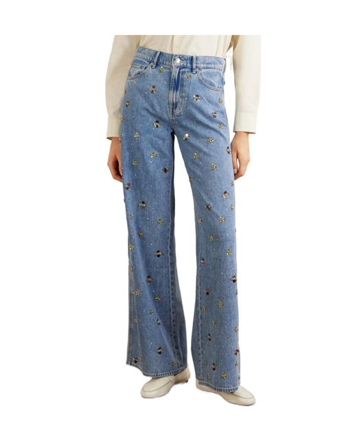 Veronica Beard Blue Kasey Wide-Leg Jeans