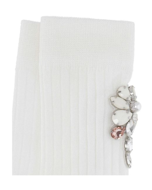 Simone Rocha White Embellished Stretched Socks