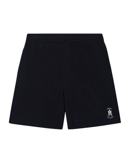 ARMANI EXCHANGE Black Logo-Detail Shorts for men