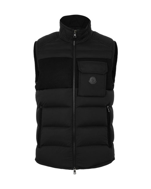Moncler Black Stand-Collar Quilted Down Vest for men