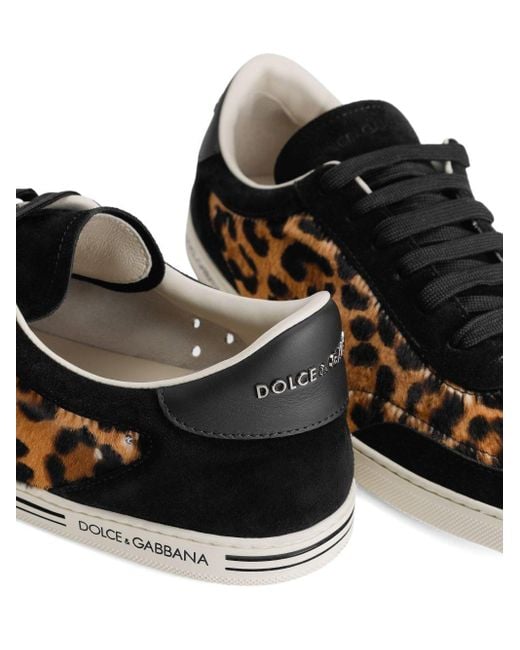 Dolce & Gabbana Black Saint Tropez Leo-Print Light Sneakers for men