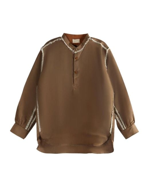Commun's Brown Loose Reverse Motif Shirt