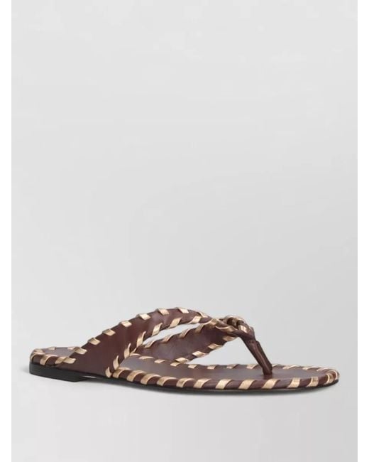 Gianvito Rossi Brown Braided Thong Strap Flat Sandals