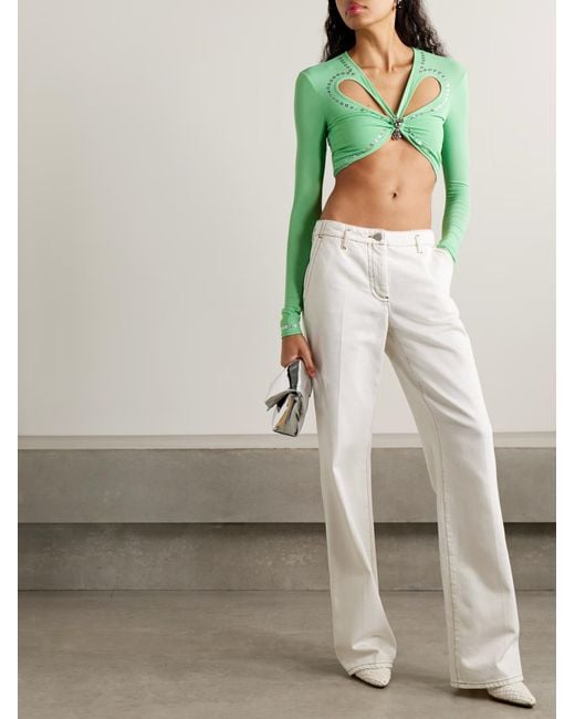 Rabanne Green Rabanne Haut Long-Sleeved Top