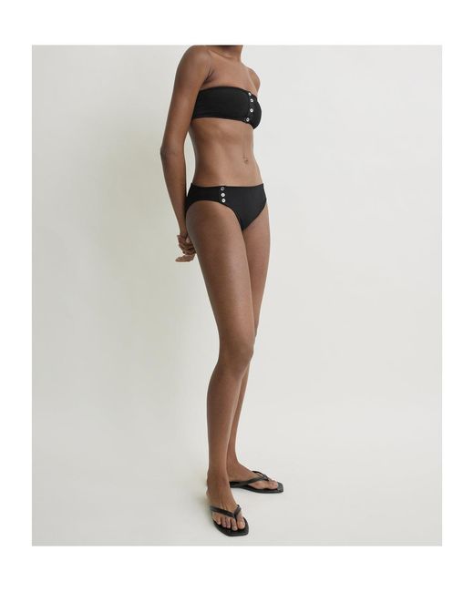 Totême  Black Ribbed Button Bikini Bottom