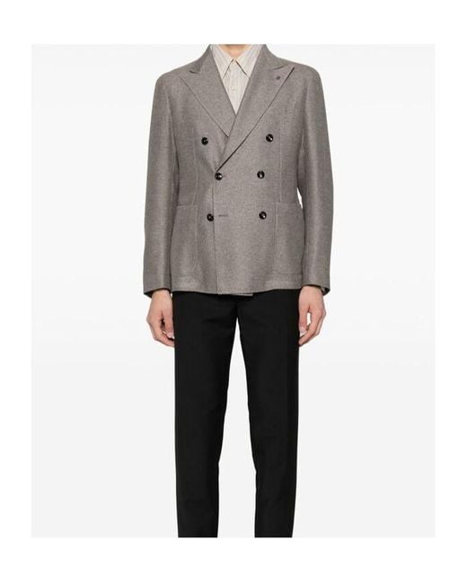 Tagliatore Gray Double-Breasted Blazer for men