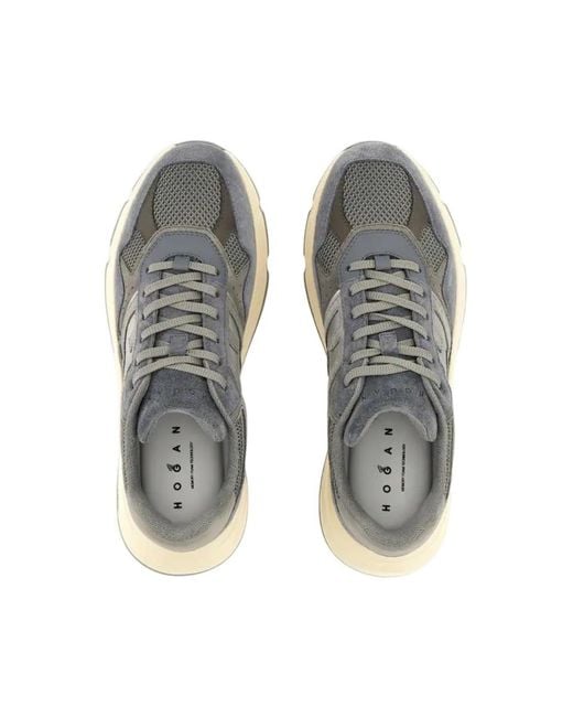 Hogan Gray Hyperlight Leather And Mesh Sneakers Shoes for men