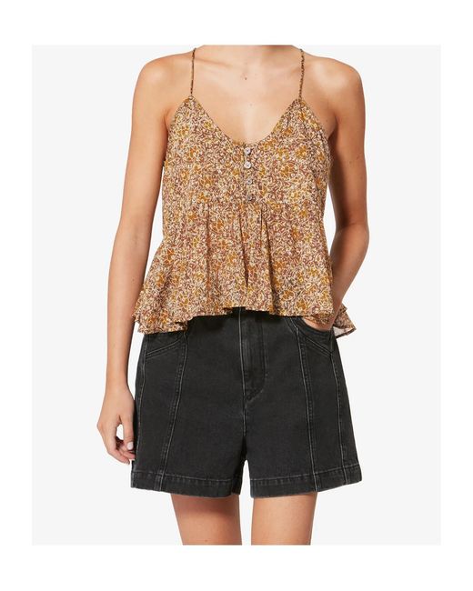 Isabel Marant Brown Isabel Marant Étoile Lirhetta Floral Printed Sleeveless Top