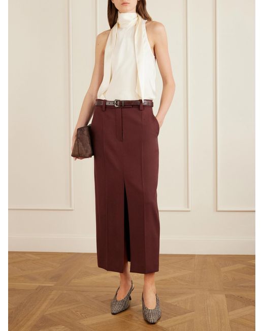 Brunello Cucinelli Purple Wool Midi Skirt