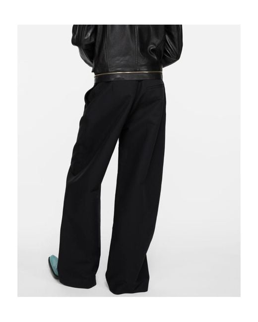 Acne Blue Wide-Leg Silk Trousers for men