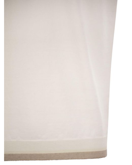 Peserico White Ribbed Hem T-Shirt for men