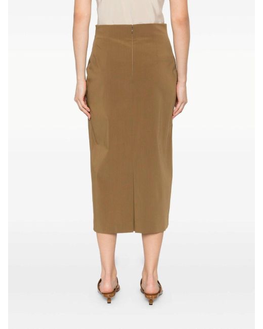 Alberta Ferretti Natural Wool-Blend Pencil Skirt