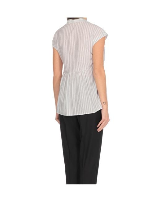 Peserico White Striped Sleeveless Shirt
