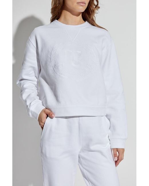 Dolce & Gabbana White Logo Embroidered Crewneck Sweatshirt