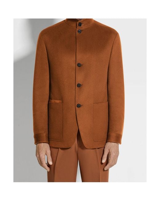 Zegna Brown Buttoned Chore Jacket for men