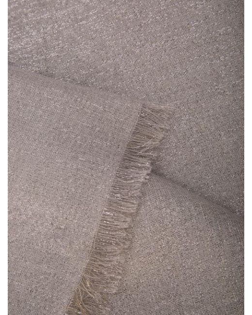 Brunello Cucinelli Gray Sparkled Frayed-Edge Scarf