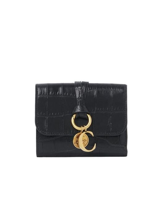 Chloé Black Chloé Alphabet Tri-Fold Small Wallet