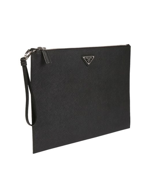 Prada Black Saffiano Leather Pouch for men