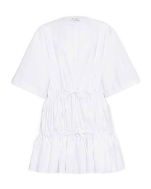 Alaïa White Dress With Drawstring Ties