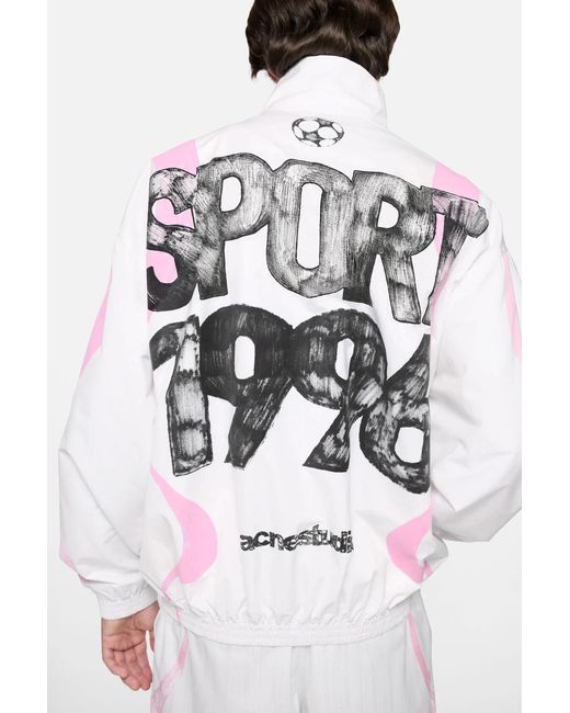 Acne White Technical Jacket With Logo for men