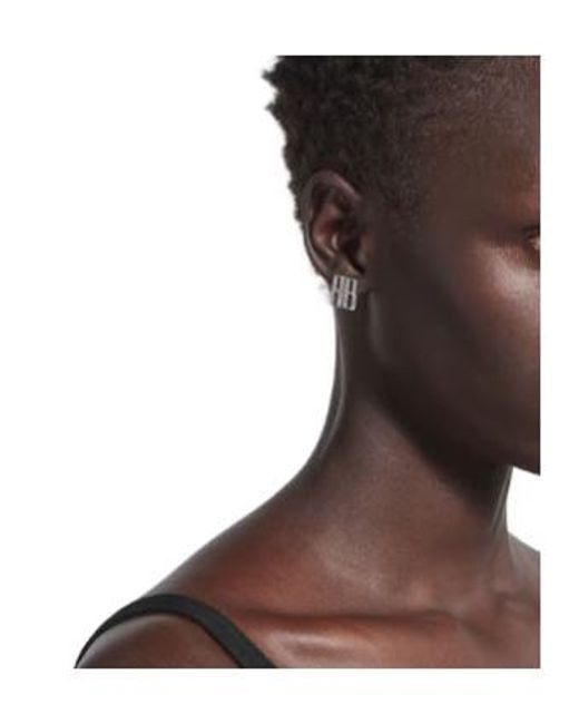 Balenciaga White Logo Plaque Embellished Earrings
