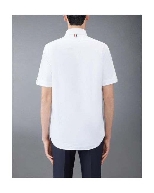 Thom Browne White Short Sleeved Buttoned Shirt for men