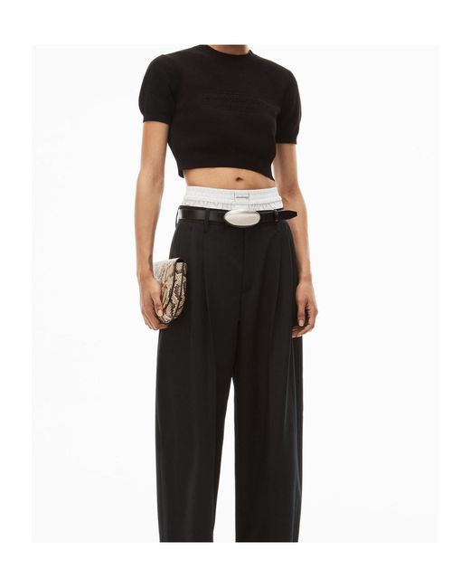 Alexander Wang Black Logo Embossed Ribbed Jumper