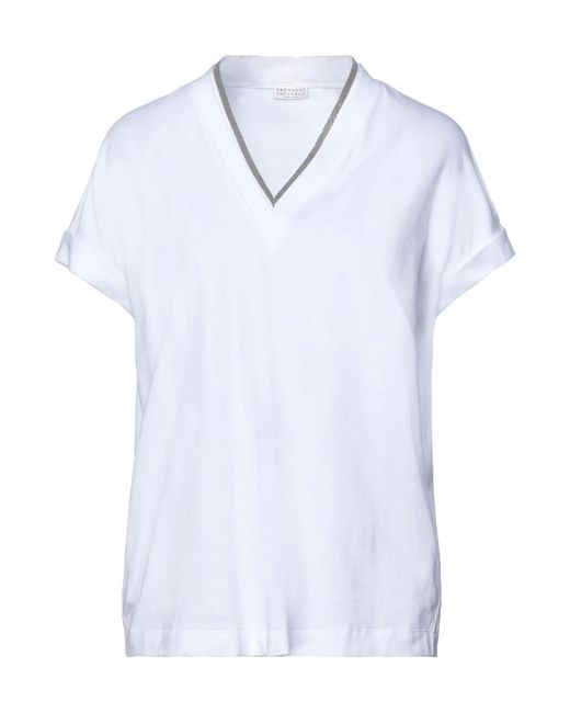 Brunello Cucinelli Blue Solid Color Stretch T-Shirt