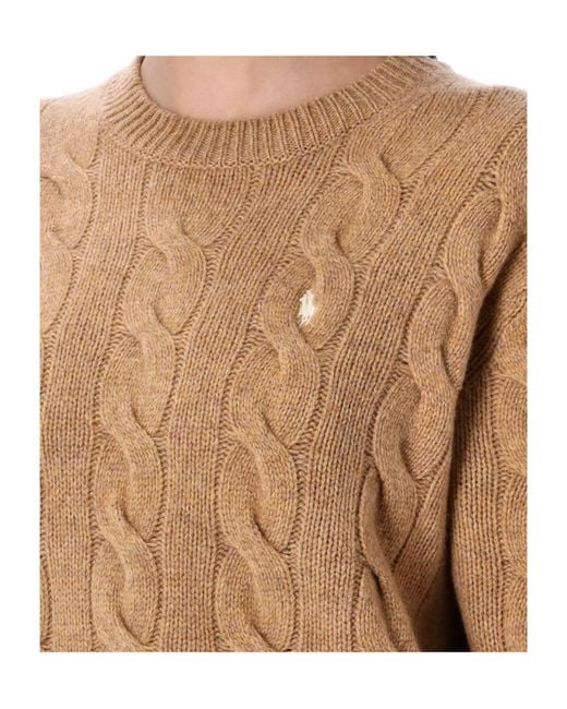 Polo Ralph Lauren Blue Logo Embroidered Cable-Knitted Jumper