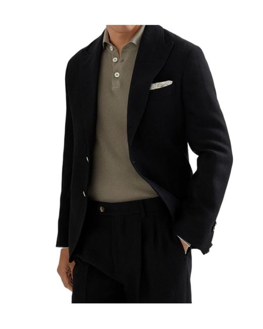 Brunello Cucinelli Black Peak-Lapel Blazer for men